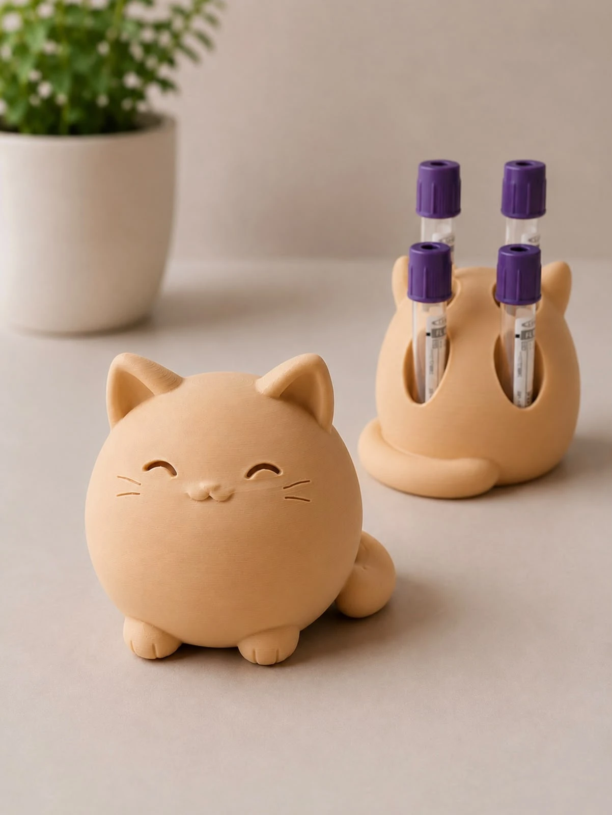 Suporte gatinho para tubos de coleta na cor bege