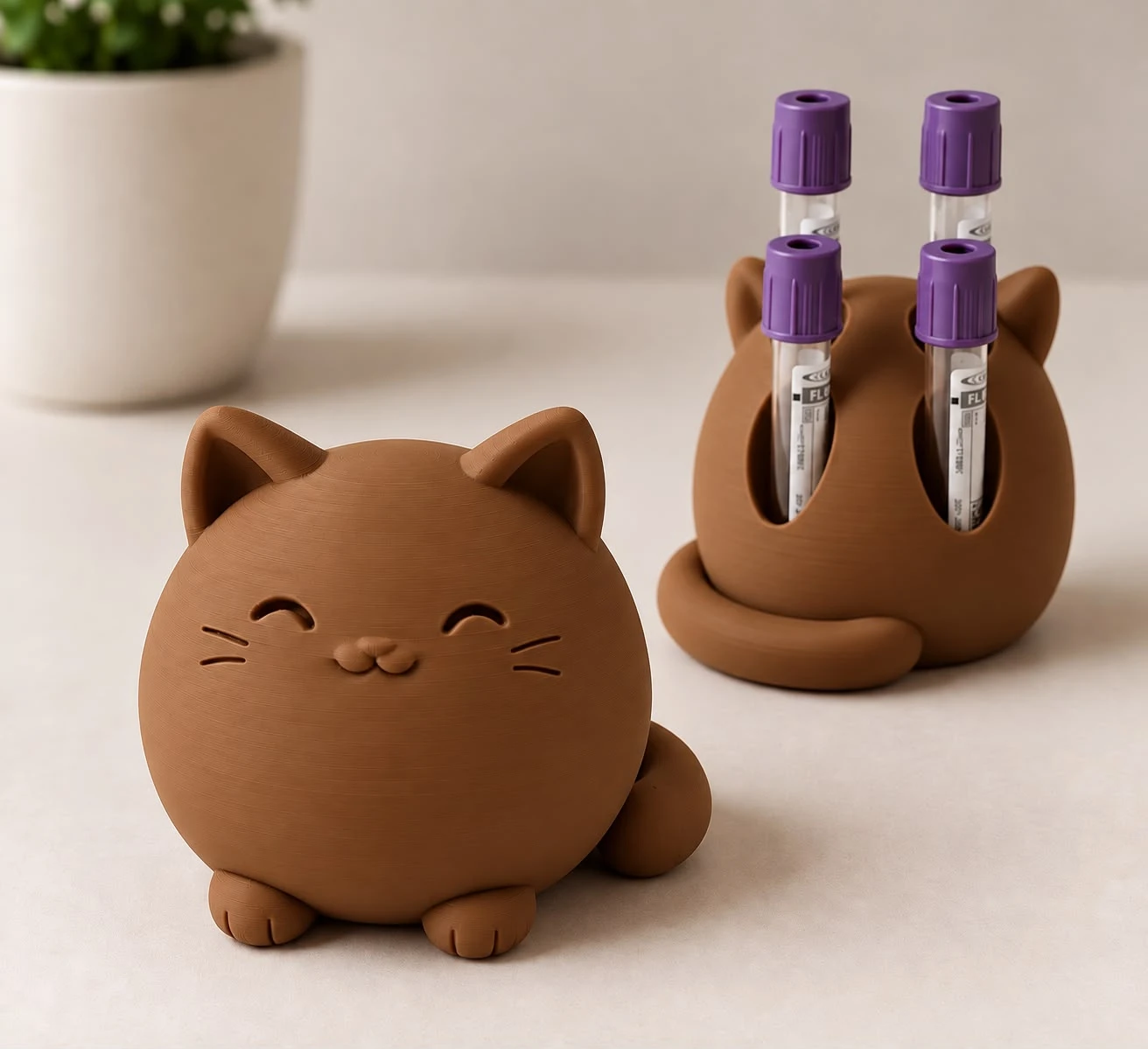 Suporte gatinho para tubos de coleta na cor marrom