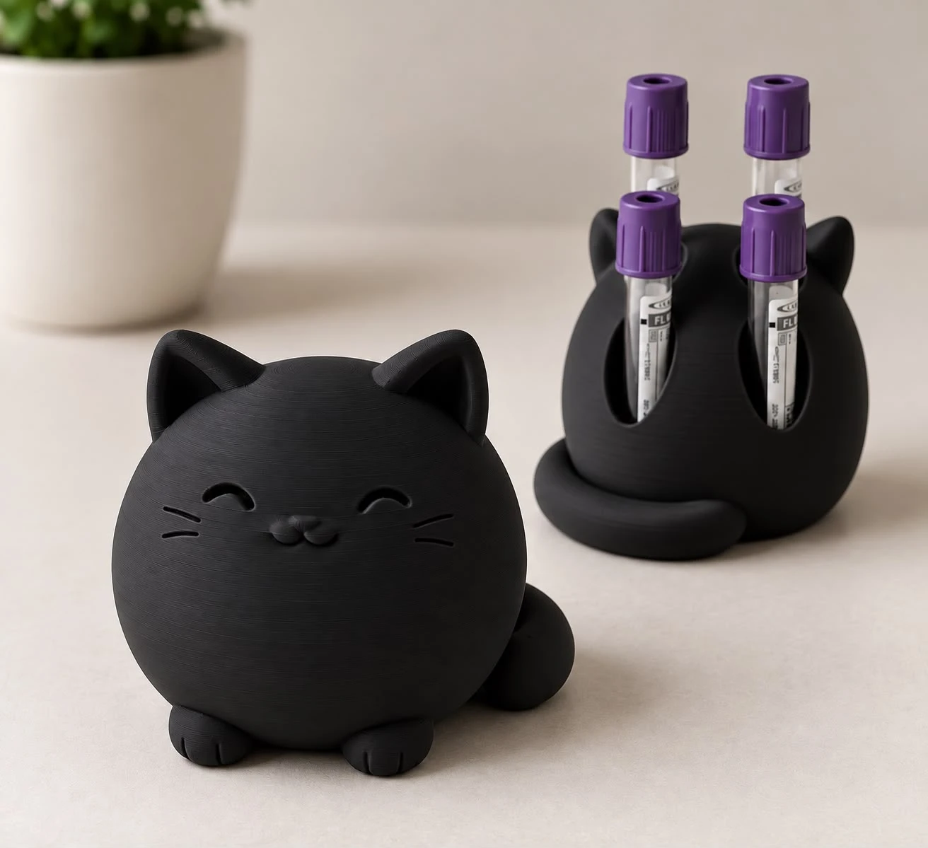 Suporte gatinho para tubos de coleta na cor preta