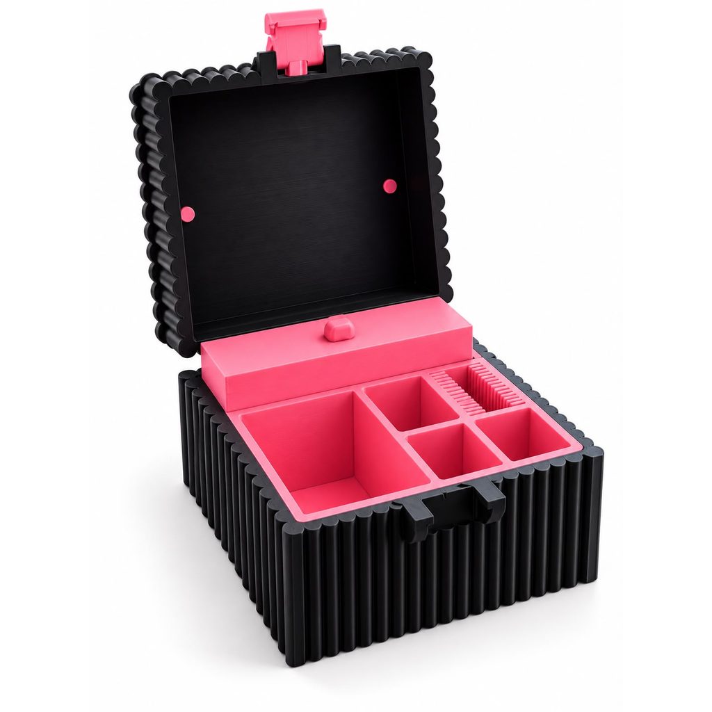 Kit de Citologia Portátil Porta Panótico aberto, mostrando o suporte interno para lâminas e frascos de corante